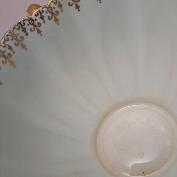 Paragon Bone China Tea Cup Saucer Pale Blue Green Gold Floral Accents Vintage - Picture 16 of 16